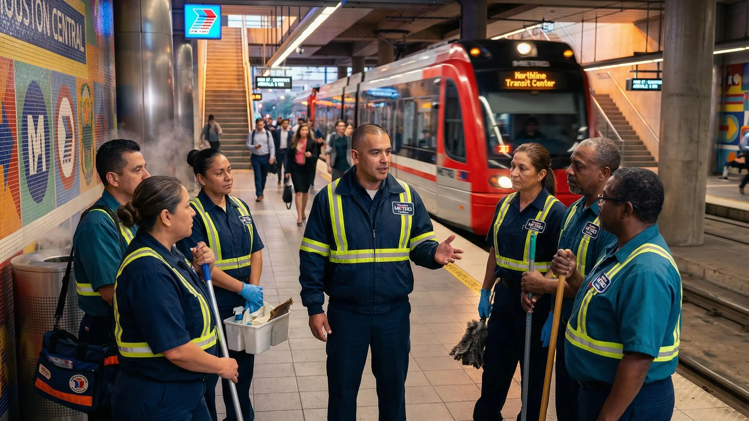 Business owner meeting with new cleaning company about how to switch commercial cleaning companies in Houston