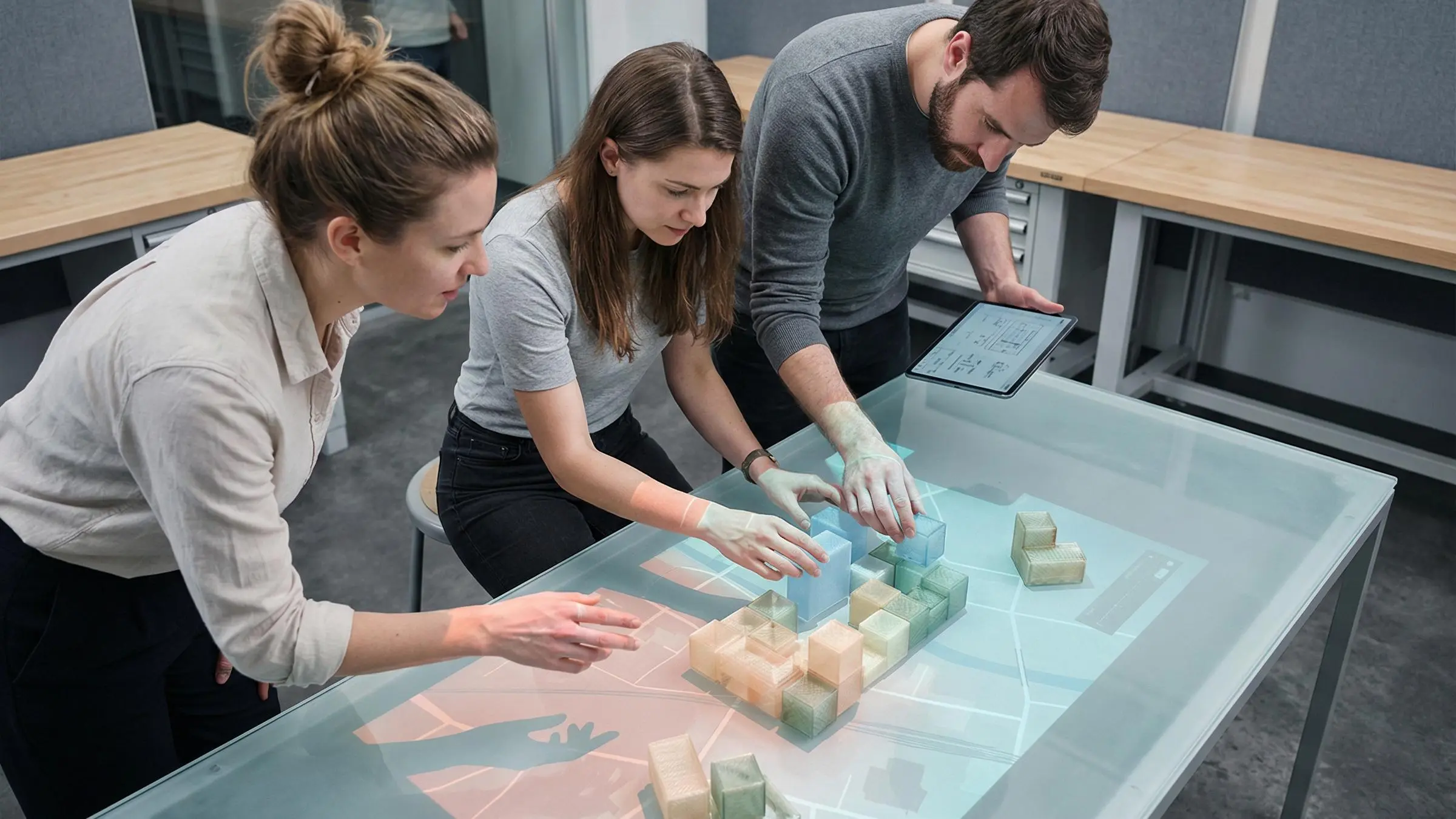 Team of experts brainstorming in modern office, representing innovation strategy firms driving energy sector growth