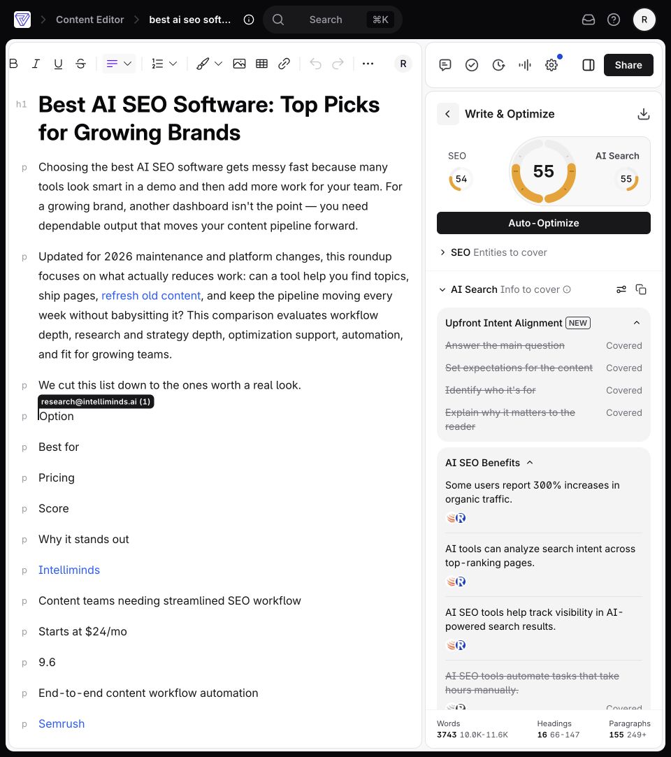 Surfer SEO: AI Search recommendation panel for the imported article