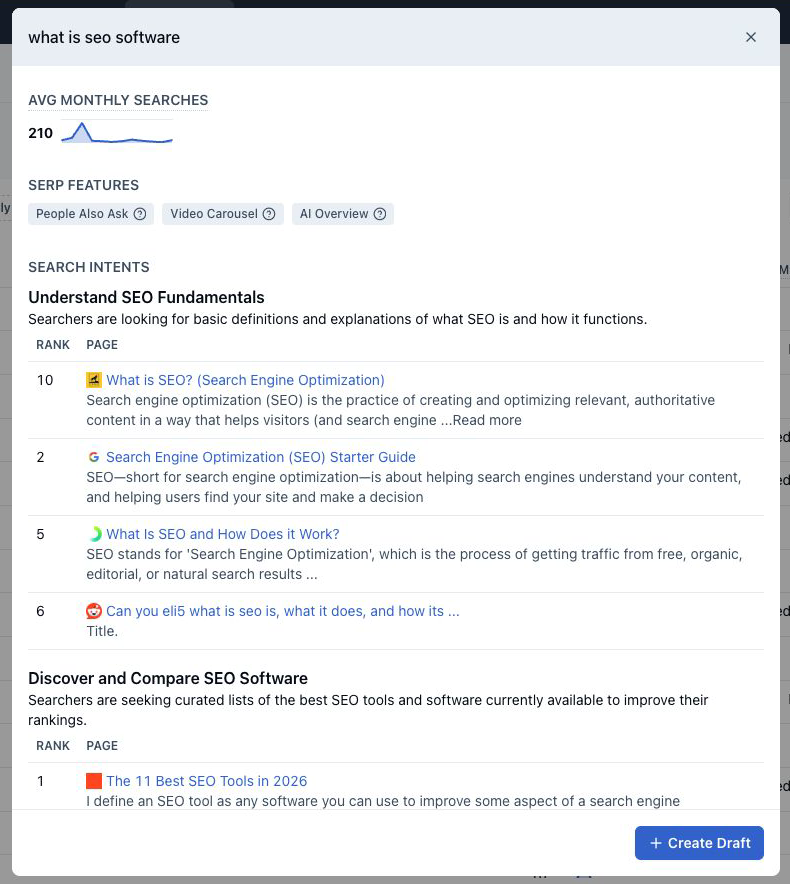 Clearscope: Human-readable search intent with the ranking evidence beneath it