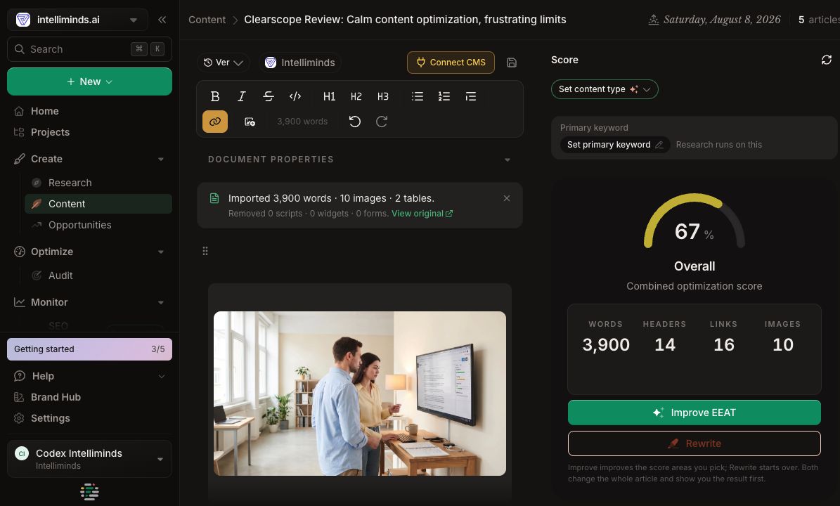 Frase: Frase editor after importing a live product review