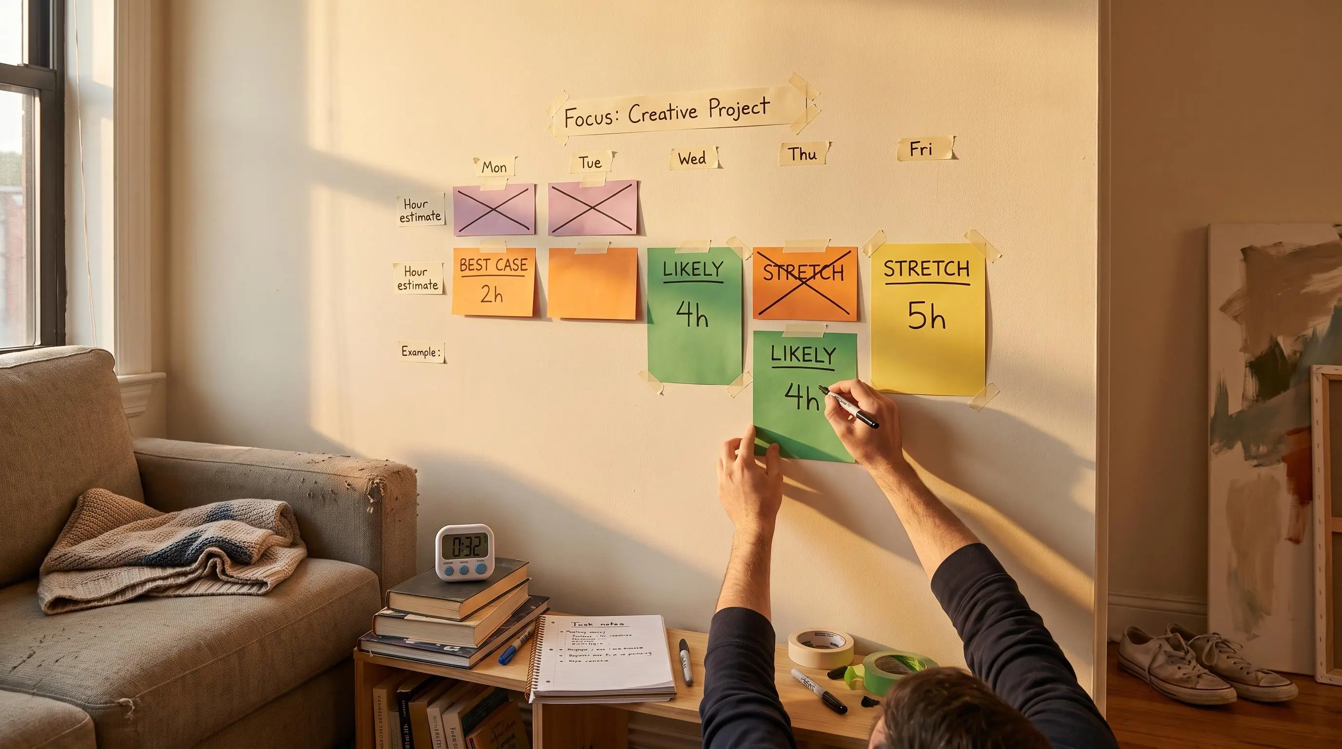 Estimate task duration in focused work blocks instead of abstract hours