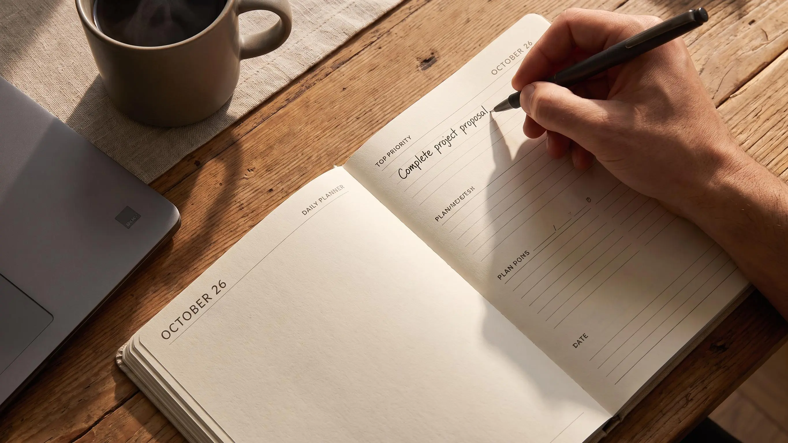Daily priority planner for calm, focused workdays