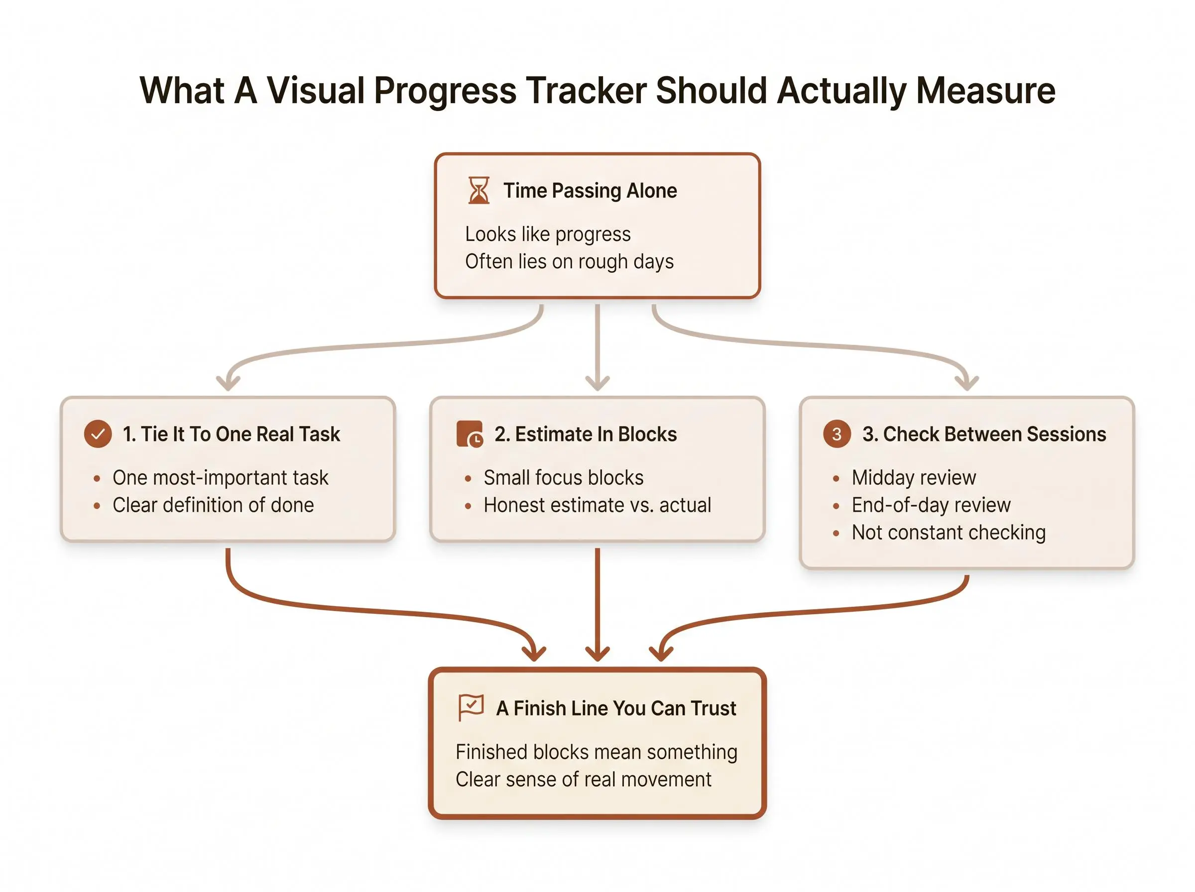 Visual progress tracker for your workday with one visible metric for a calm, focused routine